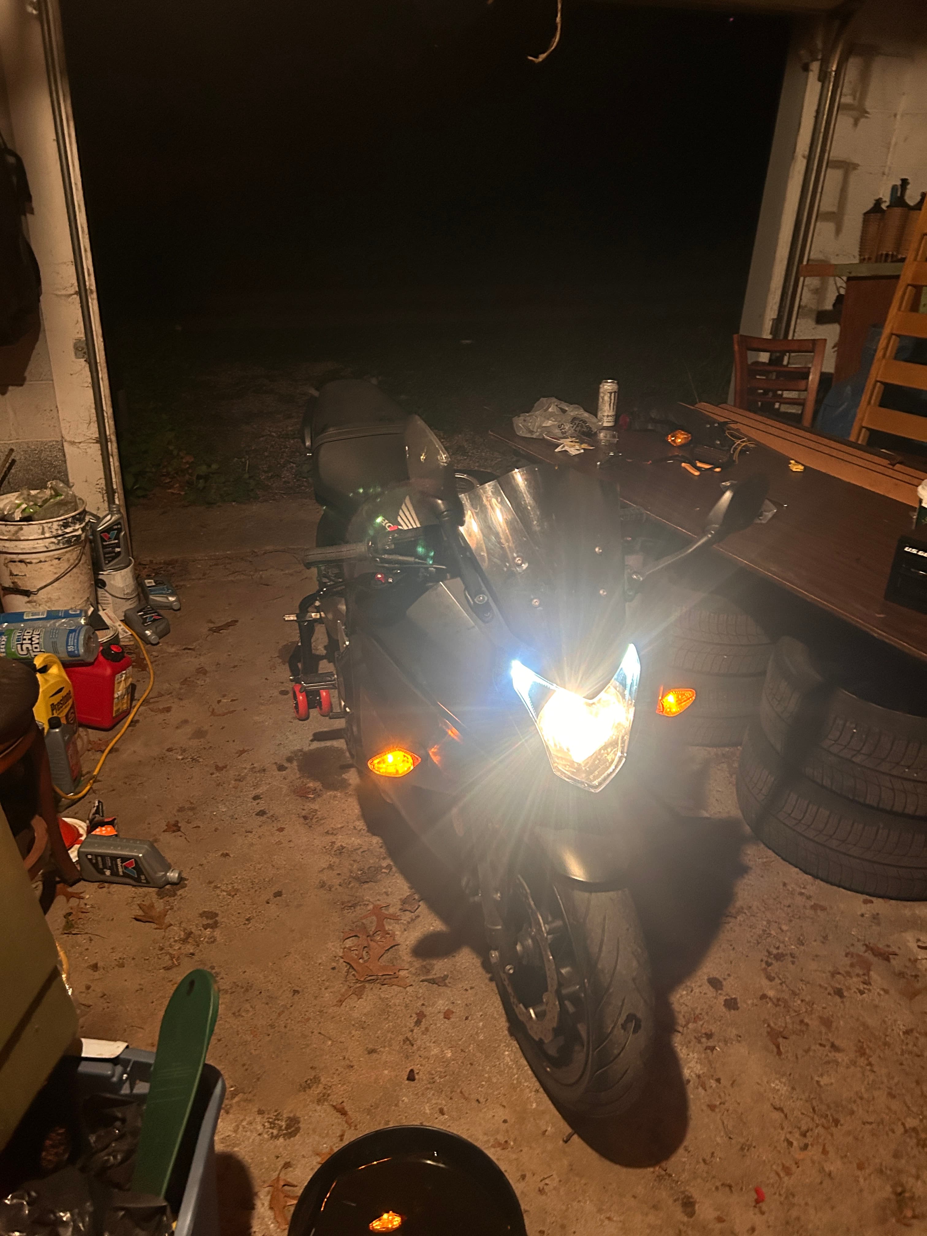 Cleaned engine surface during motorcycle head gasket repair documentation